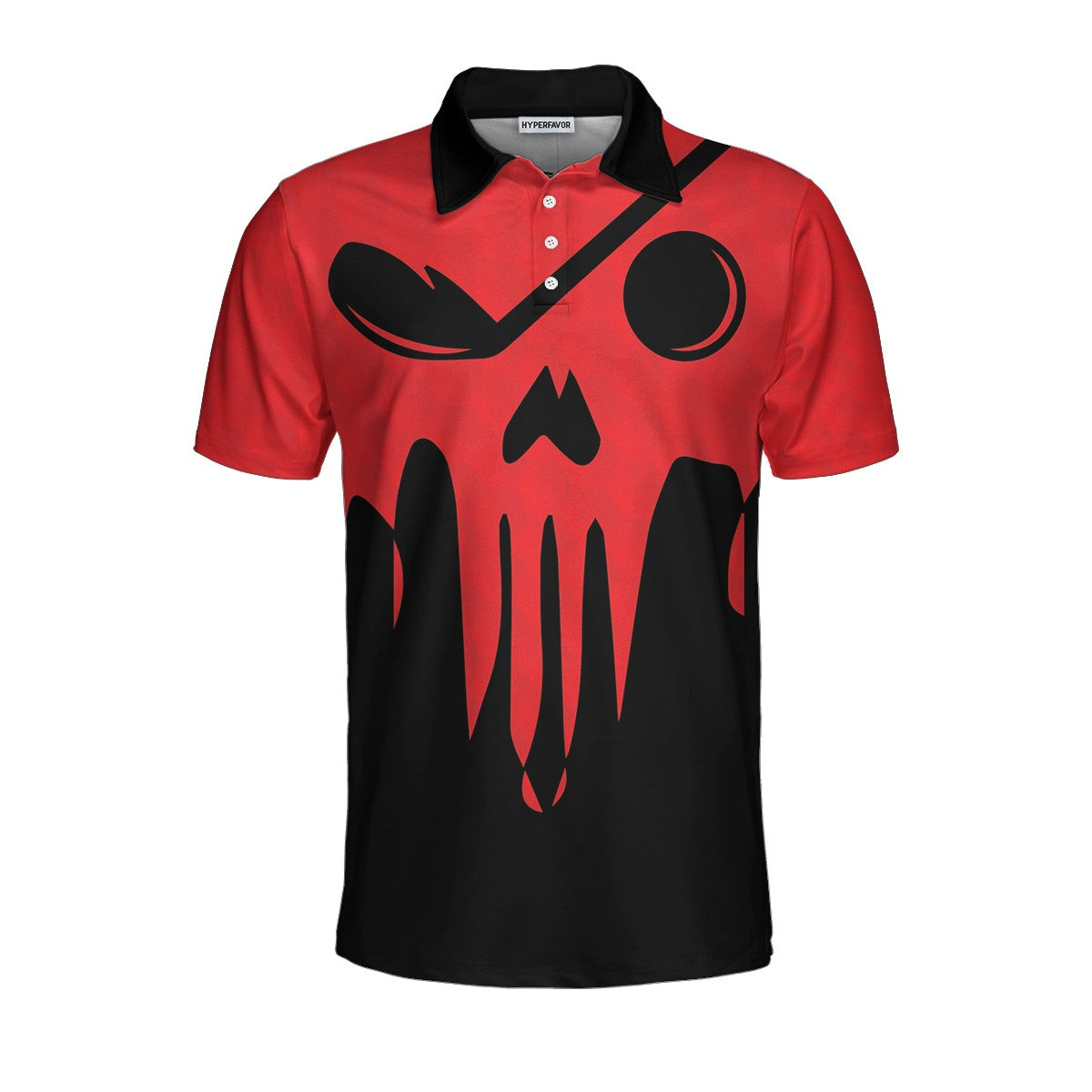 Less Talk More Golfing Polo Shirt Scary Skull Golf Shirt For Men Black And Red Golfing Shirt Design