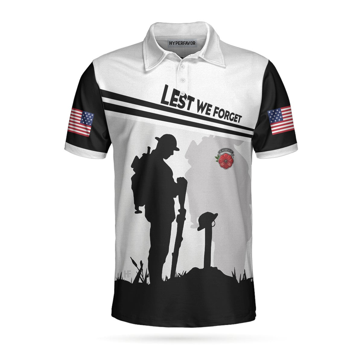 Lest We Forget Polo Shirt Military Veteran American Flag Golf Shirt For Men