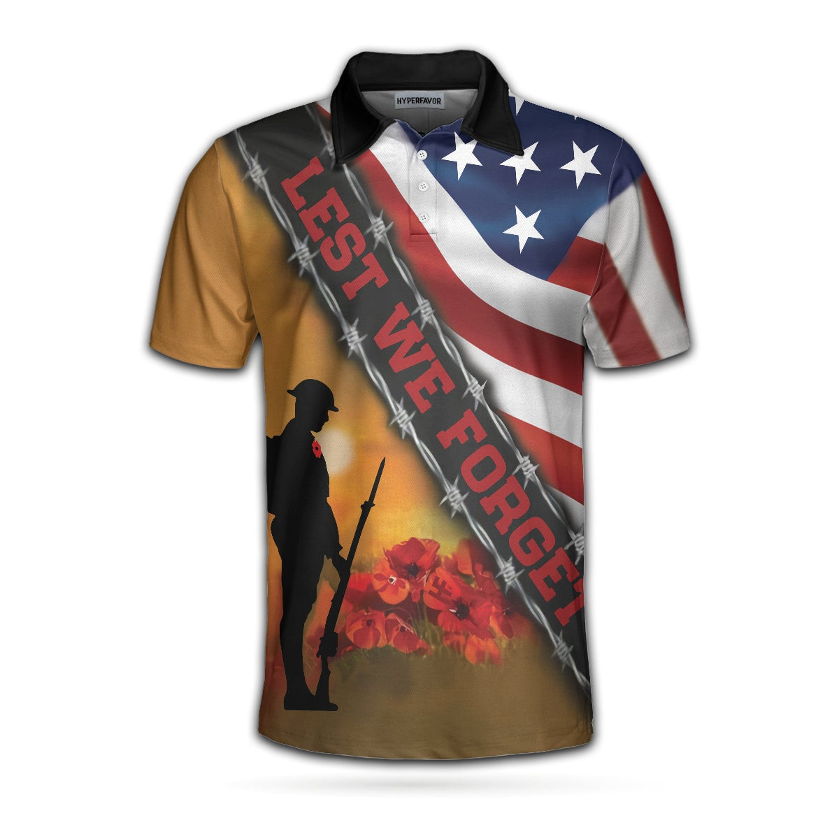 Lest We Forget Veteran Polo Shirt Cool American Flag Veteran Shirt Meaningful Gift Idea For Veterans