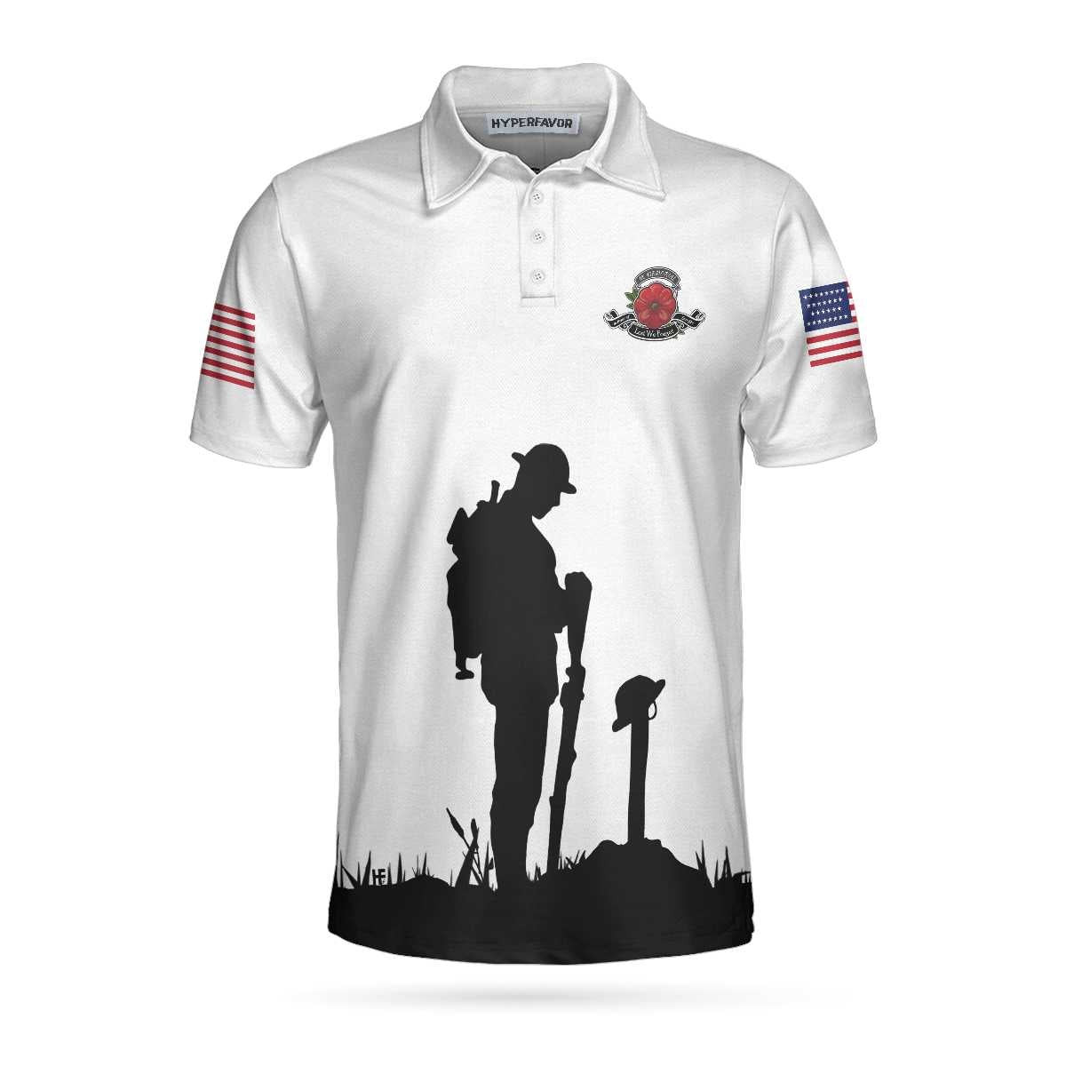 Lest We Forget Veteran Polo Shirt White American Flag Veterans Day Shirt Best Gift For Veterans