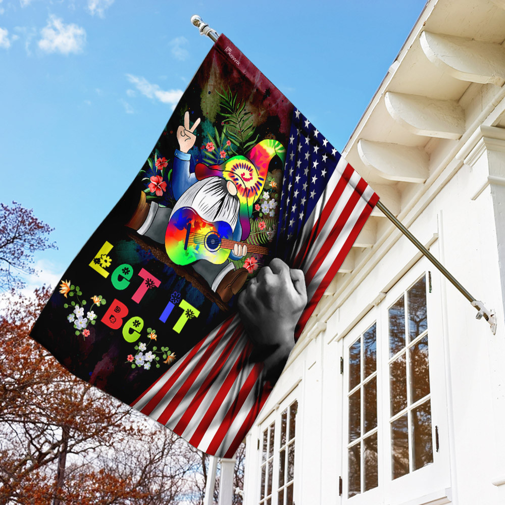 Let It Be Gnome Hippie American US Flag Hippie Soul Flag Bohemian Flag