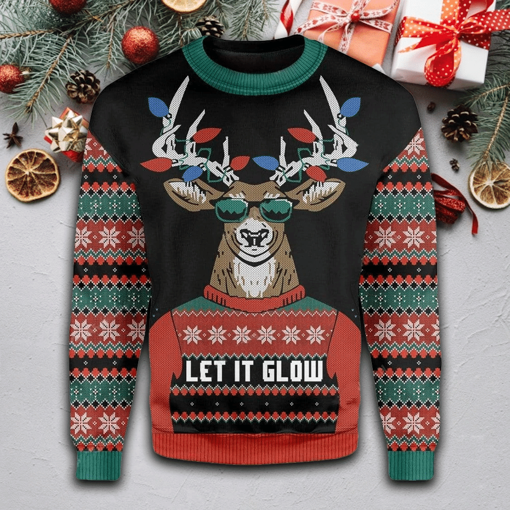 Let It Glow Ugly Christmas Sweater Ugly Sweater For Men Women