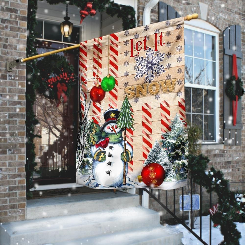 Let It Snow Snowman Flag Merry Christmas Garden Flag House Flag