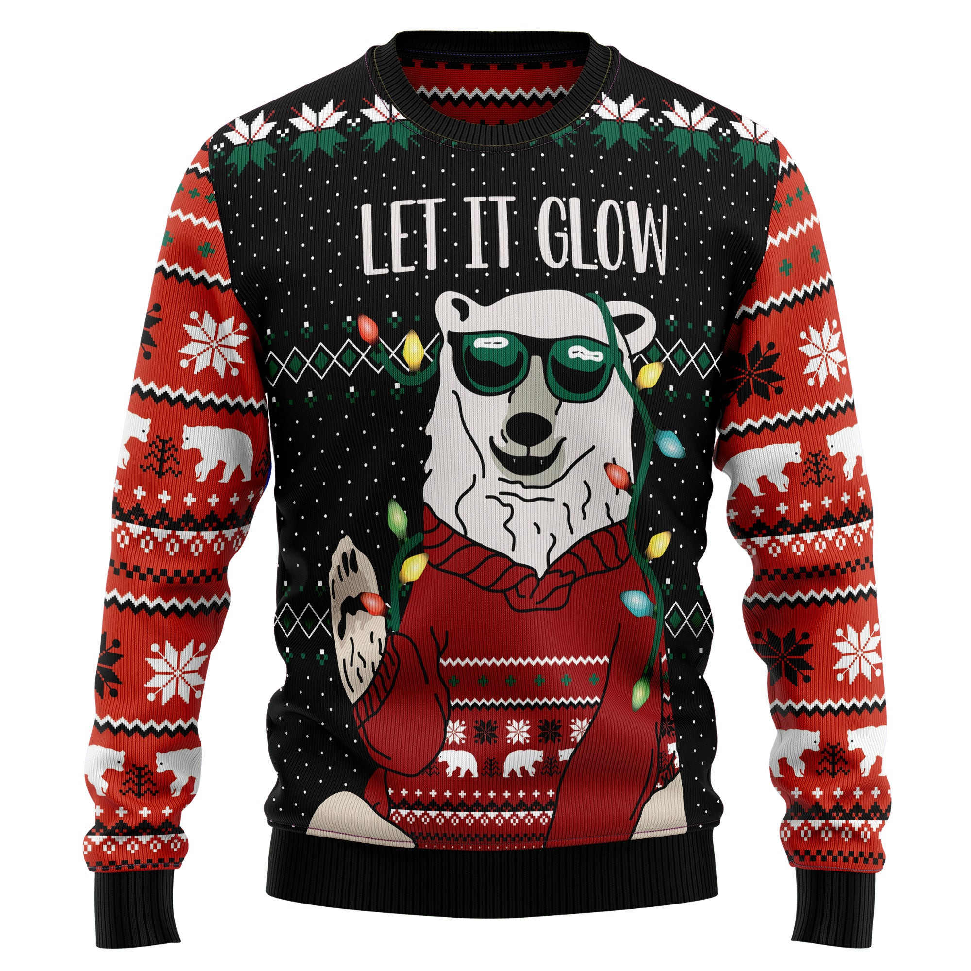Lets Glow Polar Bear Ugly Christmas Sweater