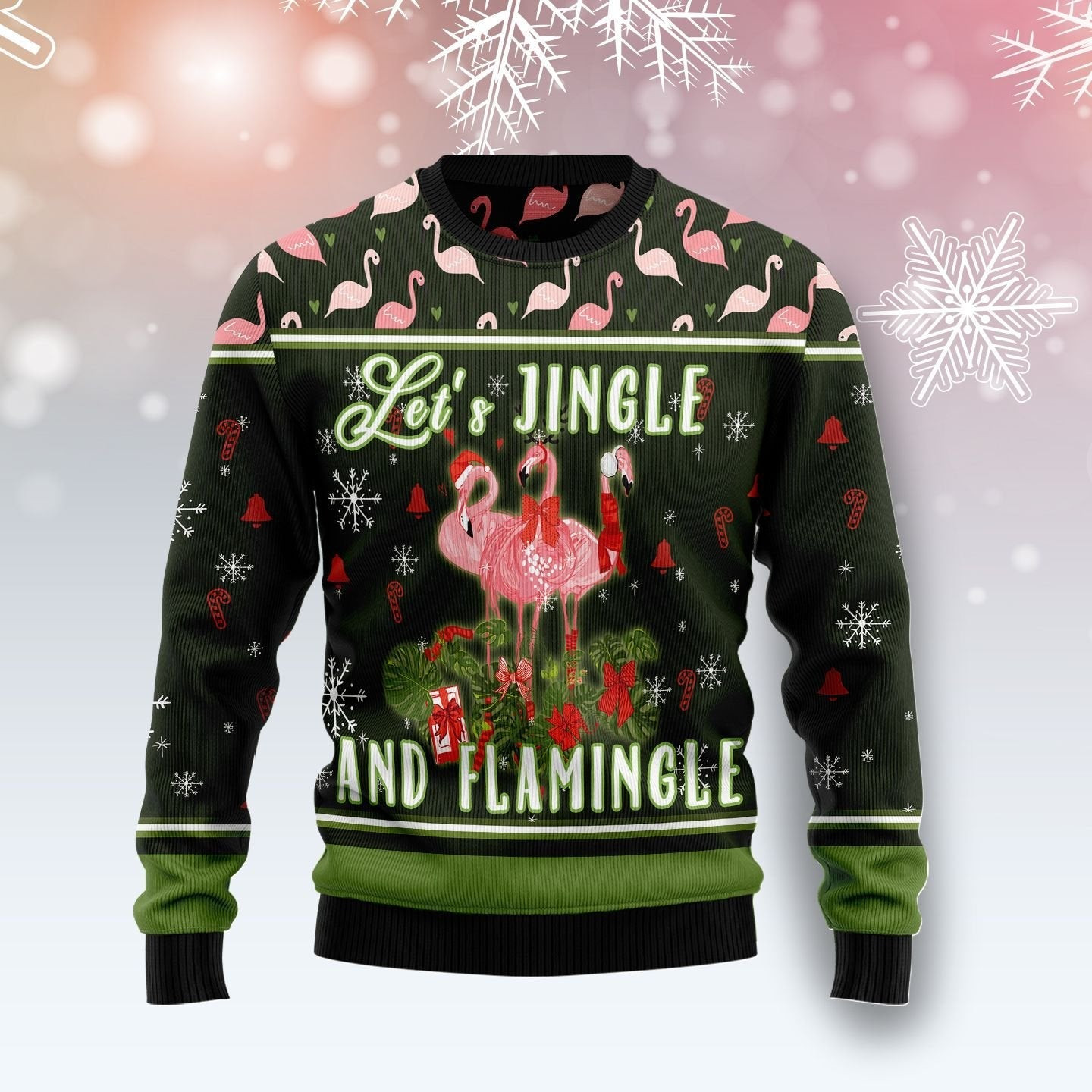 Lets Jingle And Flamingle Ugly Christmas Sweater Ugly Sweater For Men Women