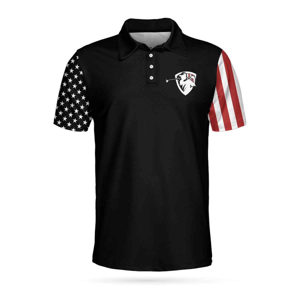 Lets Par Tee Short Sleeve Golf Polo Shirt Dark Theme American Flag Polo Shirt Patriotic Golf Shirt For Men