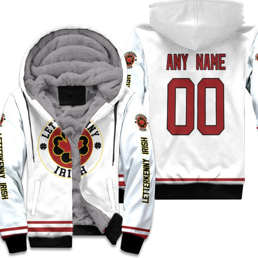 Letterkenny Irish Nhl Ice Hockey Team Logo White 3D Designed Allover Custom Name Number Gift For Irish Fans Fleece Hoodie