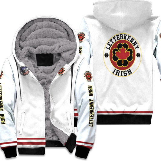 Letterkenny Irish Nhl Ice Hockey Team Official Logo Mascot White 3D Designed Allover Gift For Irish Fans Fleece Hoodie