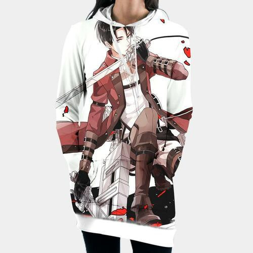 Levi Doing An Epic Pose 3d Hoodie Dress Sweater Dress Sweatshirt Dress Hoodie