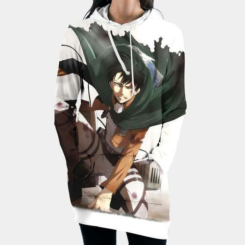 Levi In Battle With Tattered Up Uniform 3d Hoodie Dress Sweater Dress Sweatshirt Dress Hoodie