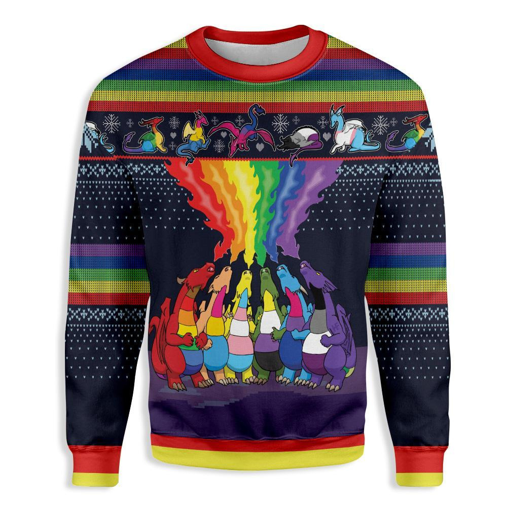 Lgbt Dragon Christmas Ugly Christmas Sweater Ugly Sweater For Men Women