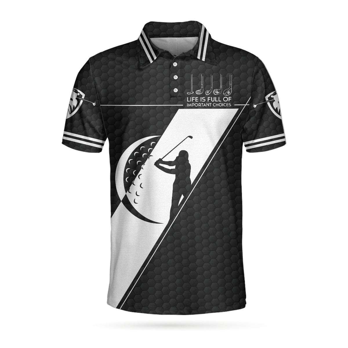 Life Is Full Of Important Choices Golf Polo Shirt Black Golfing Pattern Polo Shirt Best Golf Shirt For Men