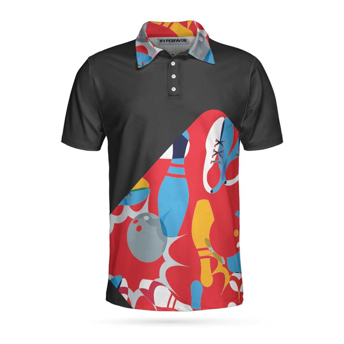 Life Is Like A Bowling Ball Polo Shirt Colorful tenpin Bowling Shirt For Men Gift Idea For Bowling Lovers