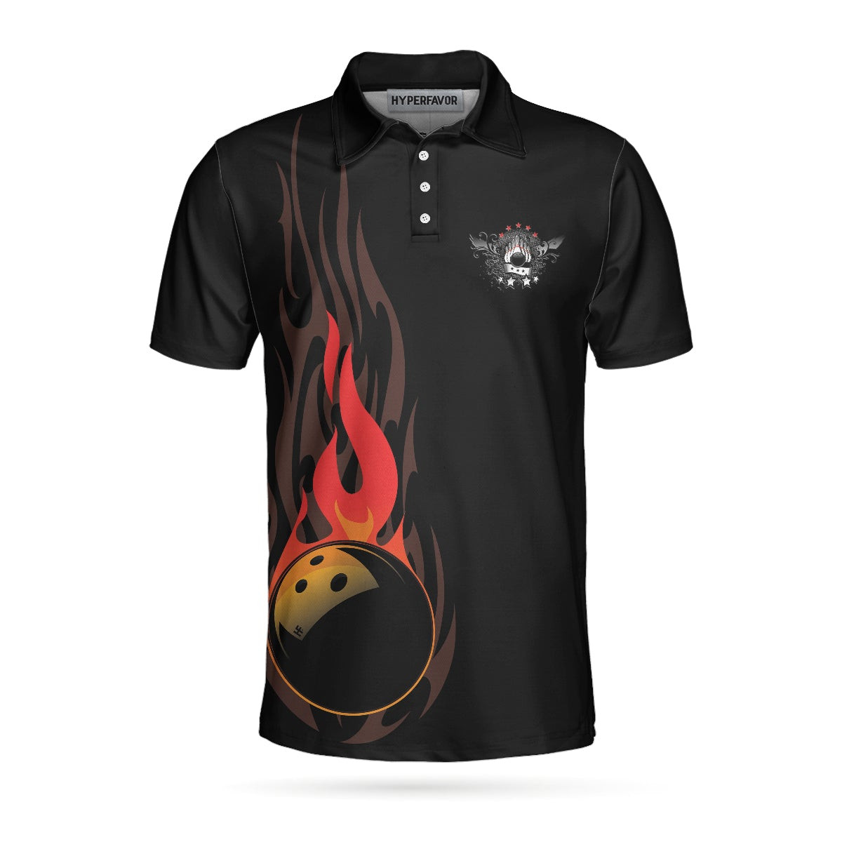 Life Is Like Bowling Keep Your Eyes On The Balls Bowling Polo Shirt Black Flame Bowling Ball Polo Shirt For Men