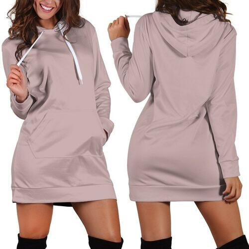 Light Dusty Rose Hoodie Dress Sweater Dress Sweatshirt Dress 3d All Over Print For Women Hoodie