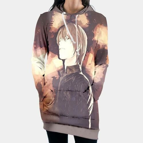 Light Yagami Hooded Dress Death Note 3d Hoodie Dress Sweater Dress Sweatshirt Dress Hoodie