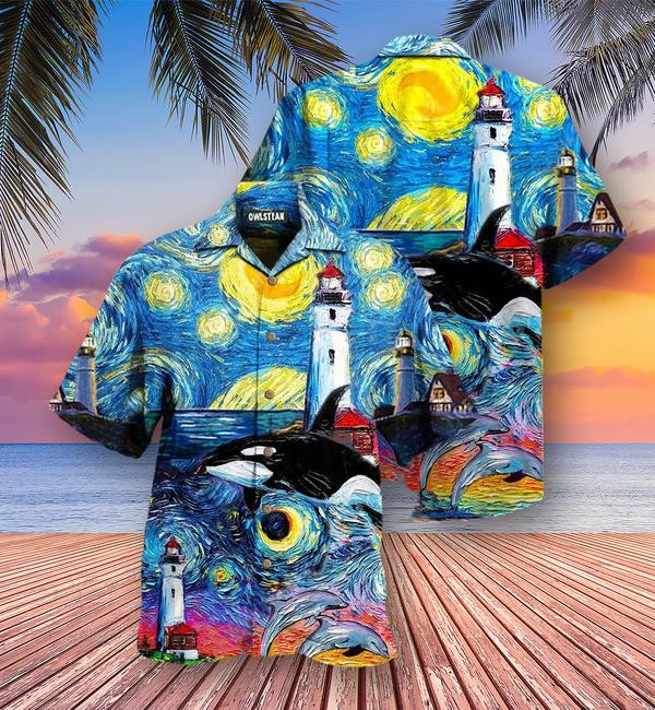 Lighthouse Finding Light In A Starry Night Edition - Hawaiian Shirt - Hawaiian Shirt For Men