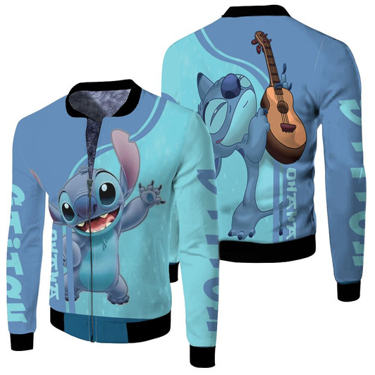 Lilo And Stitch Film Ohana For Fan Fleece Bomber Jacket