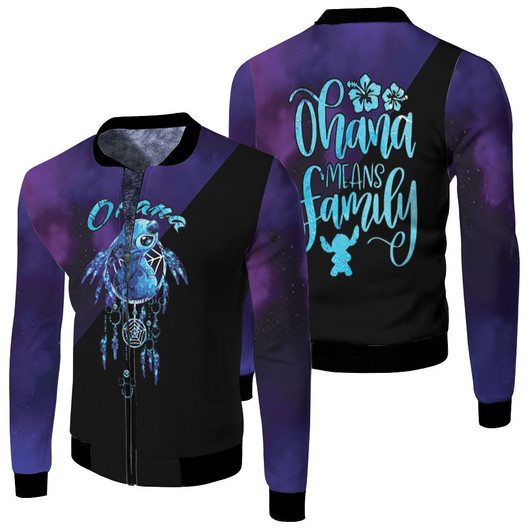 Lilo And Stitch Ohana Means Family Dreamcatcher Galaxy Style Fleece Bomber Jacket