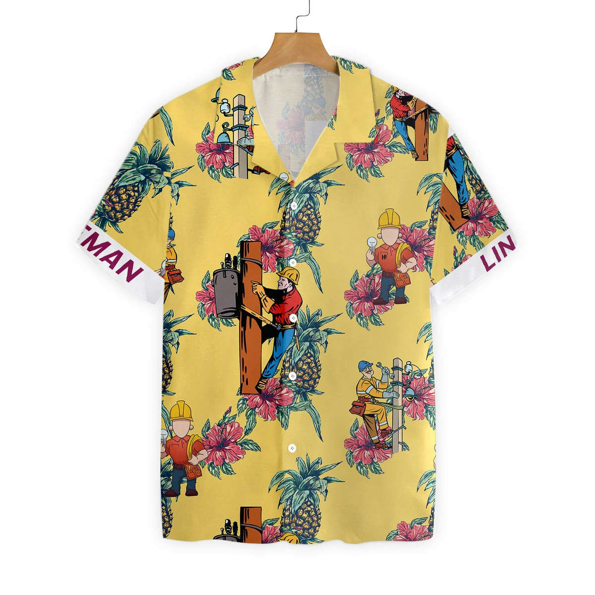 Lineman Pineapple Seamless Pattern Hawaiian Shirt