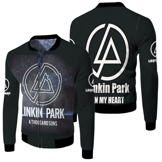 Linkin Park A Thousand Suns In My Heart Rock Band Logo Black Fleece Bomber Jacket