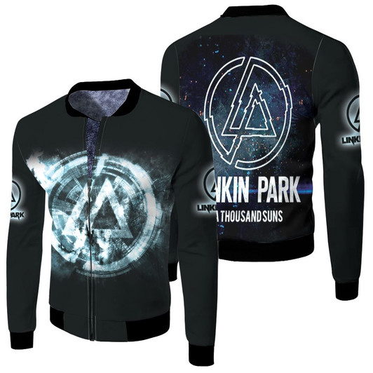 Linkin Park A Thousand Suns Rock Band Logo Black Fleece Bomber Jacket