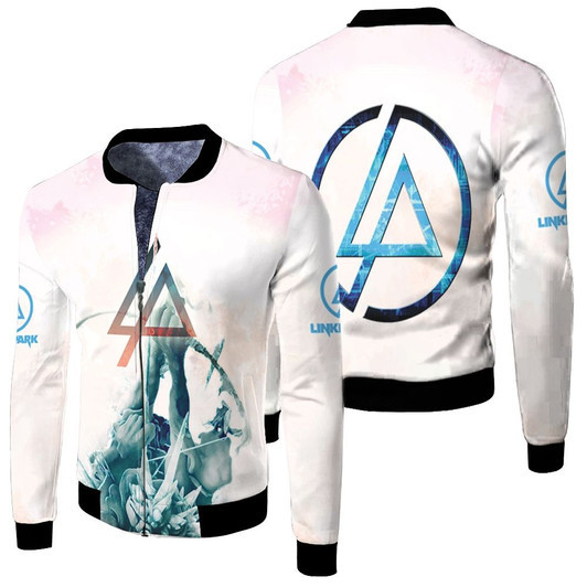 Linkin Park Angels Rock Band Logo White Fleece Bomber Jacket