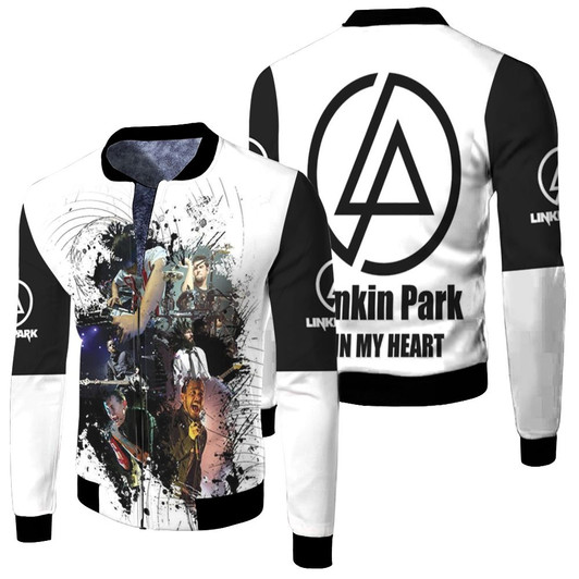 Linkin Park Legend Members Art Rock Band Logo White Fleece Bomber Jacket