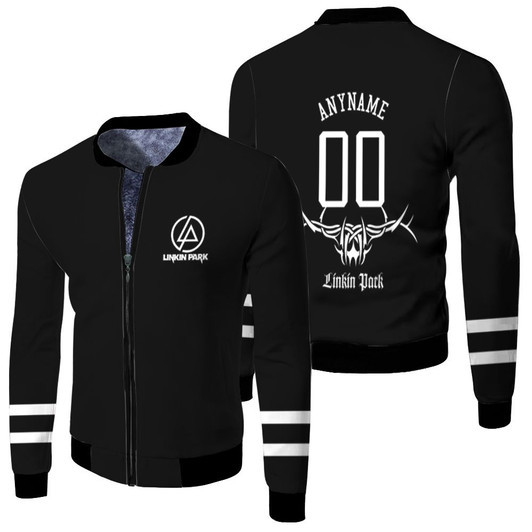 Linkin Park Rock Band Logo Black Fleece Bomber Jacket