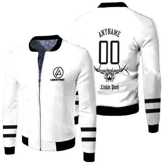 Linkin Park Rock Band Logo White Fleece Bomber Jacket