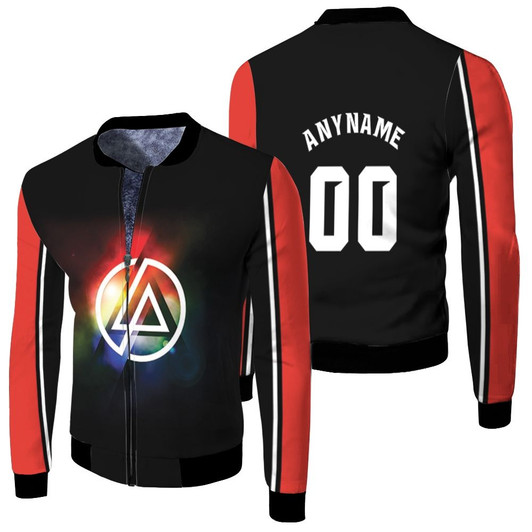 Linkin Park Rock Band Rainbow Logo Black Red Fleece Bomber Jacket