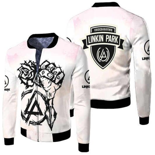 Linkin Park Rock Band Special Logo White Fleece Bomber Jacket