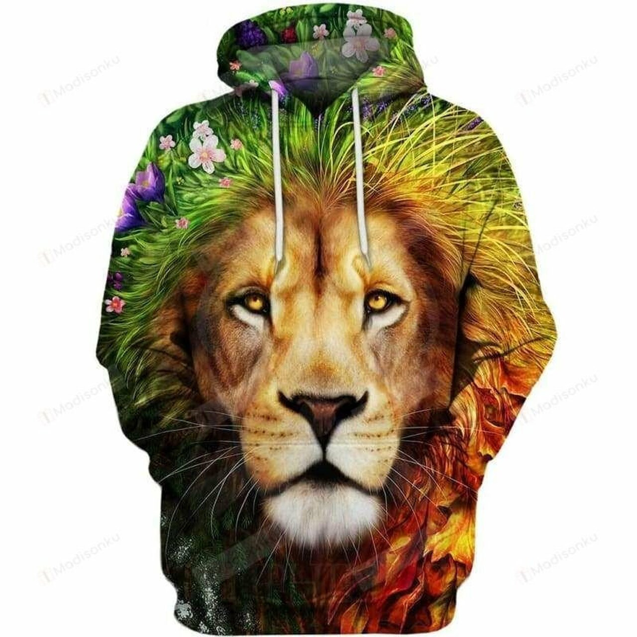 Lion In Forest Flower For Unisex 3d All Over Print Hoodie