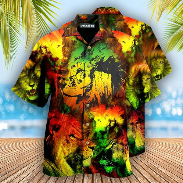 Lion Just Awesome Colorful Edition - Hawaiian Shirt - Hawaiian Shirt For Men, Hawaiian Shirt For Women, Aloha Shirt