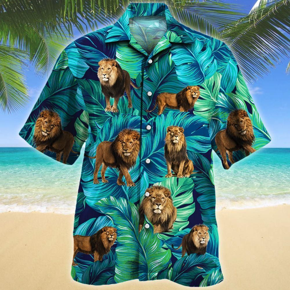 Lion Lovers Aloha Hawaiian Shirt Colorful Short Sleeve Summer Beach Casual Shirt For Men And Women