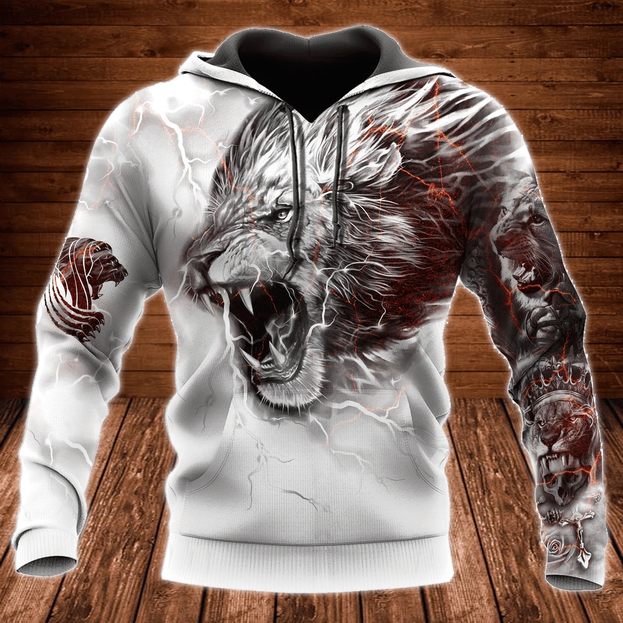 Lion Tattoo Thunder 3D All Over Print | Hoodie | For Men & Women | Fu