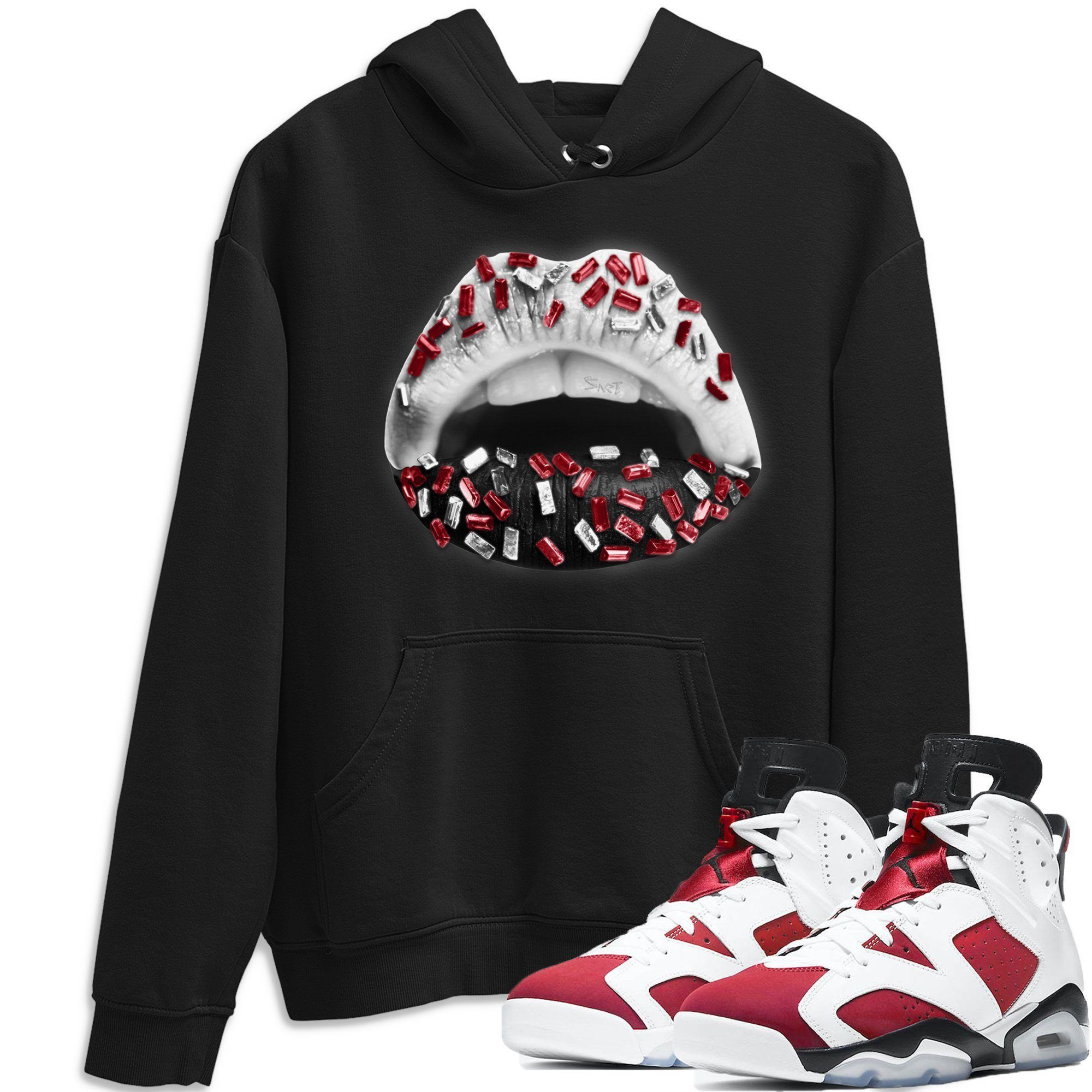 Lips Jewel Hoodie - Jordan 6 Carmine Outfit