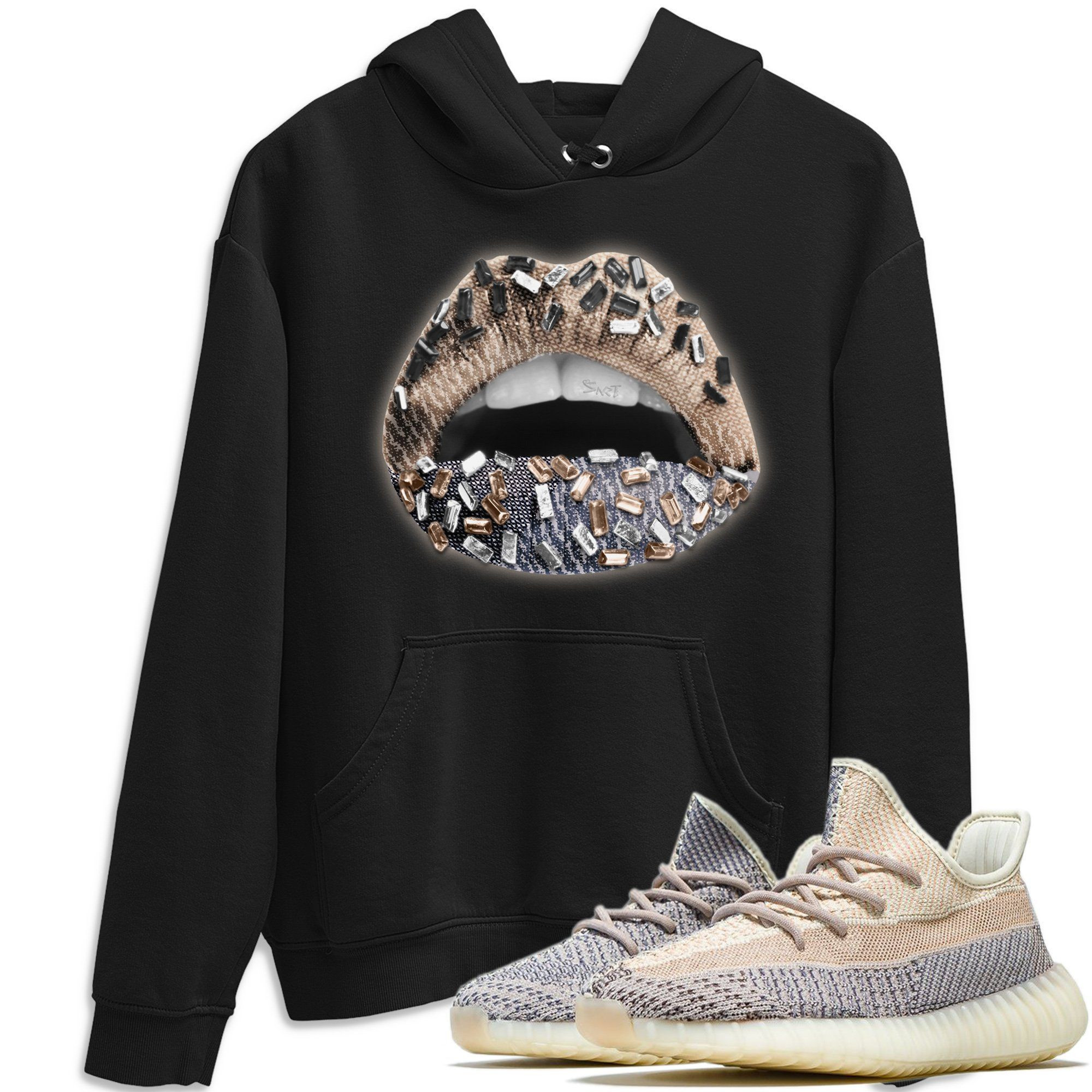 Lips Jewel Hoodie - Yeezy 350 V2 Ash Pearl Outfit