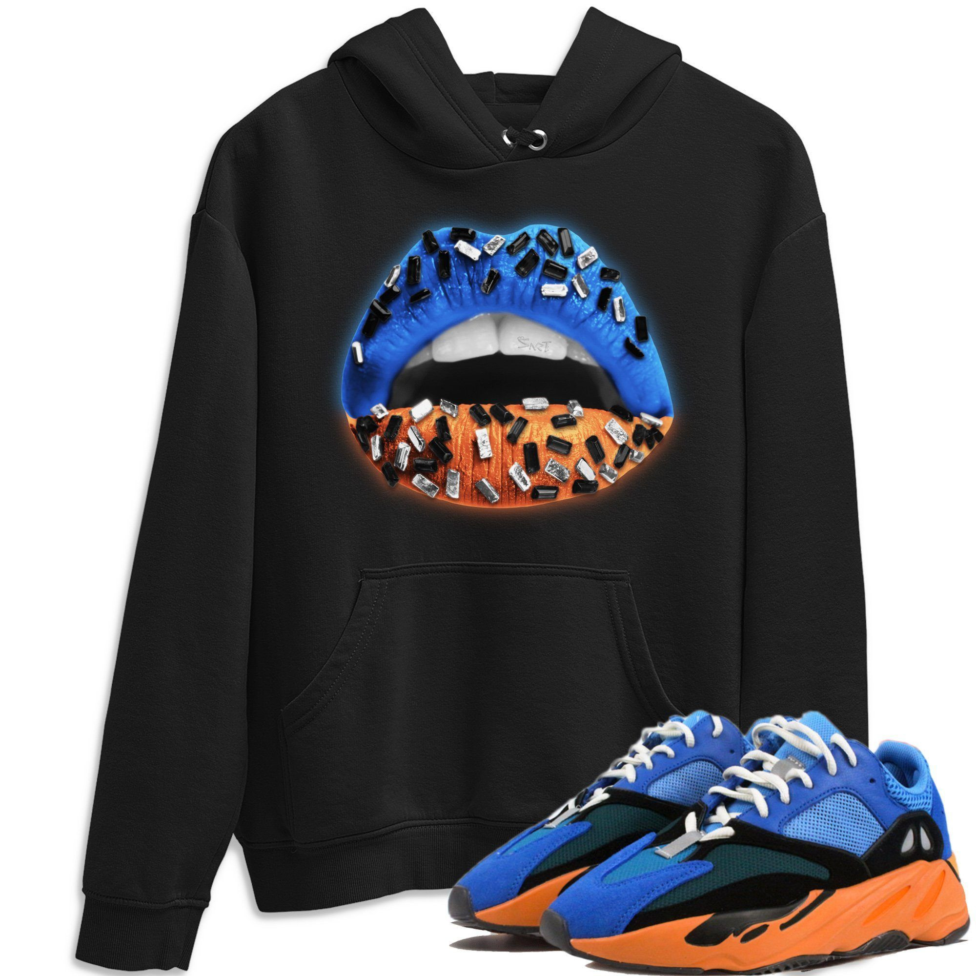 Lips Jewel Hoodie - Yeezy 700 Bright Blue Outfit