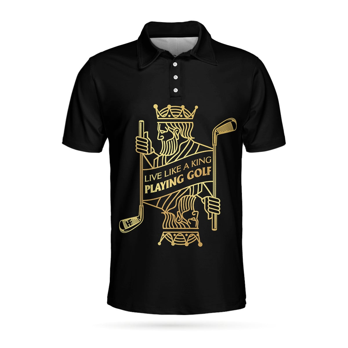 Live Like A King Playing Golf Black And Gold Polo Shirt Luxury Playing Card Poker Polo Shirt Best Golf Shirt For Men