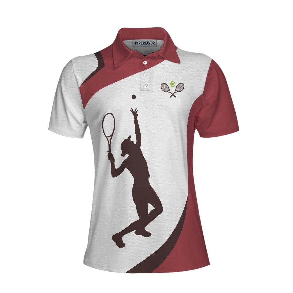 Living That Tennis Mom Life Short Sleeve Women Polo Shirt White And Red Tennis Shirt For Ladies