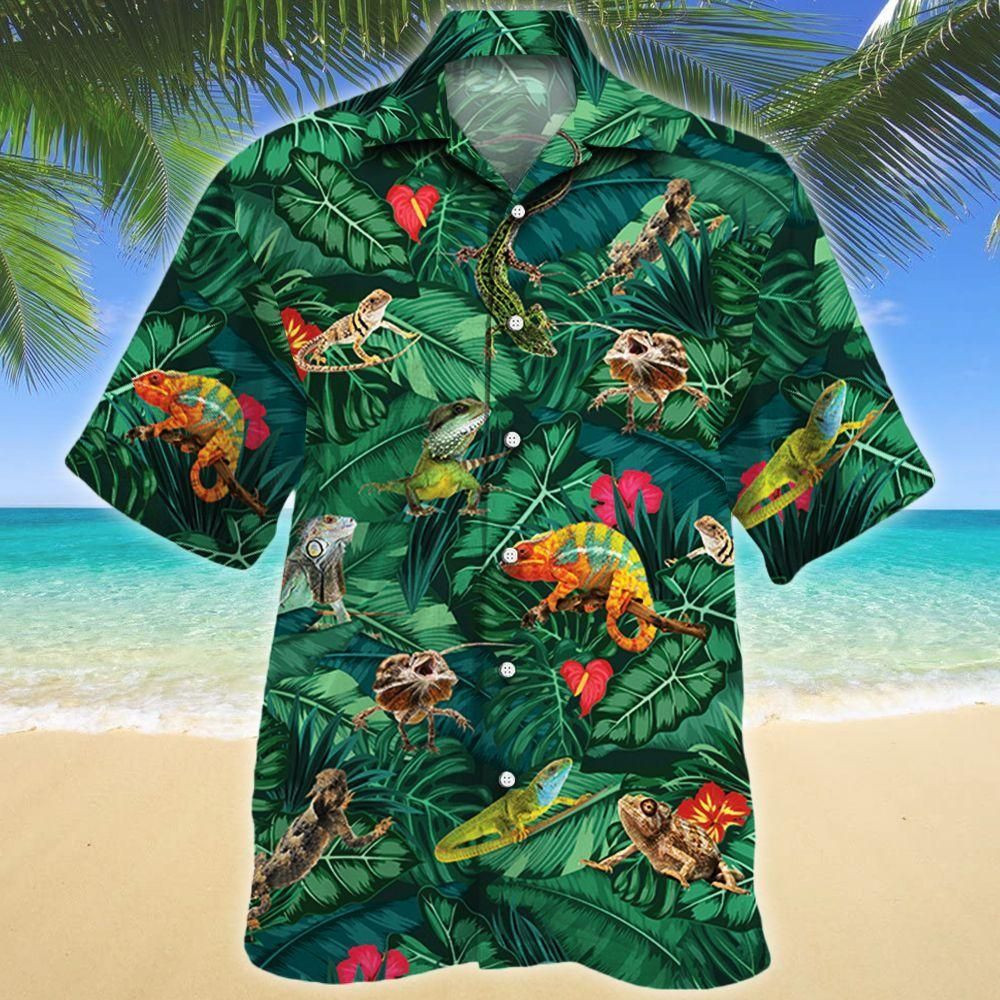 Lizard Lovers Aloha Hawaiian Shirt Colorful Short Sleeve Summer Beach Casual Shirt For Men And Women