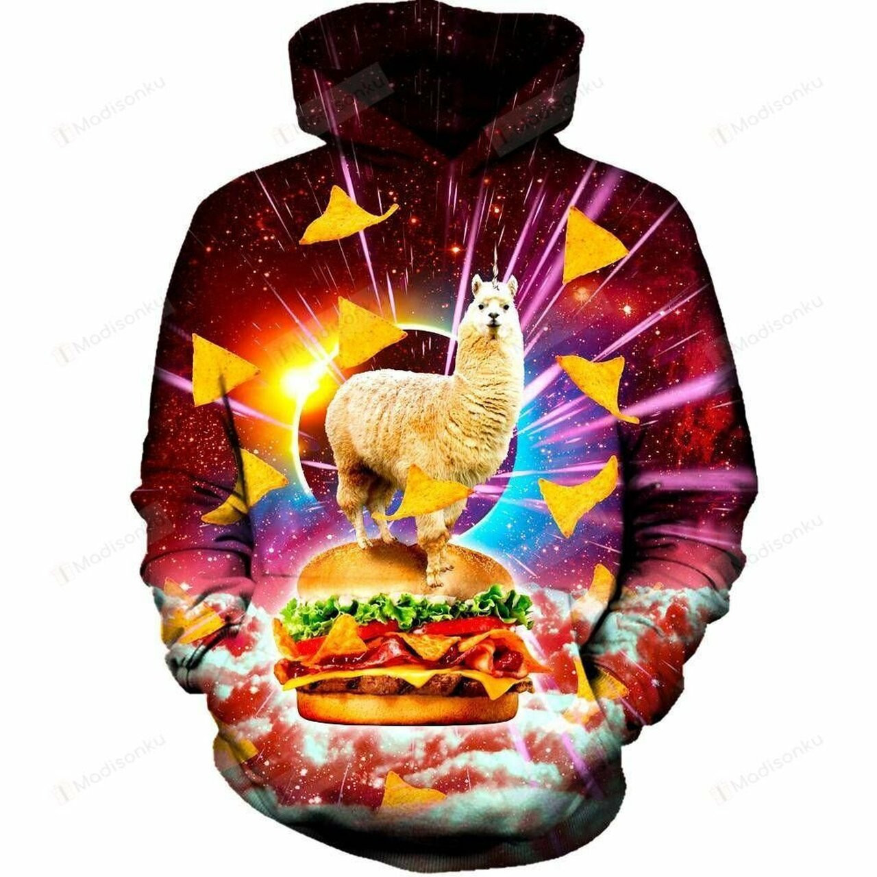 Llama Burger 3d All Over Print Hoodie