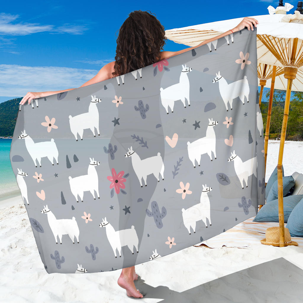 Llama Pattern Print Sarong Cover Up Llama Pareo Wrap Skirt Dress