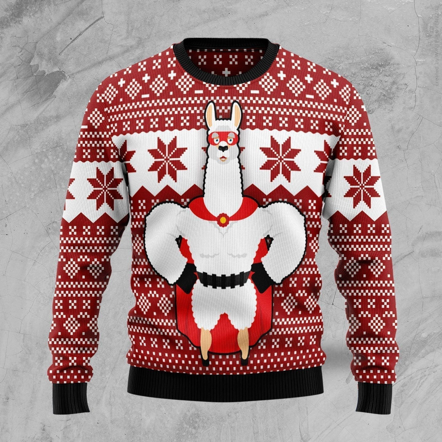 Llama Superhero Ugly Christmas Sweater