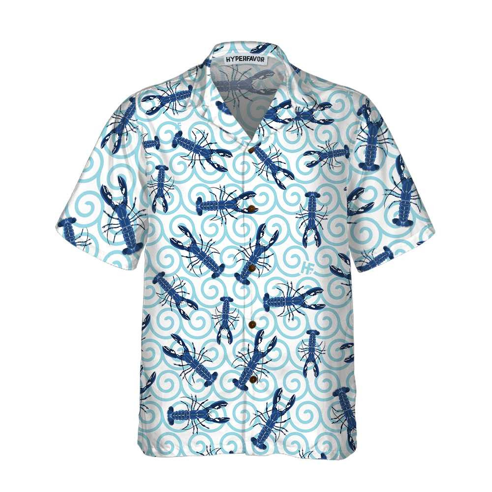 Lobster On Waves Hawaiian Shirt Unique Lobster Shirt Lobster Print Shirt For Adults