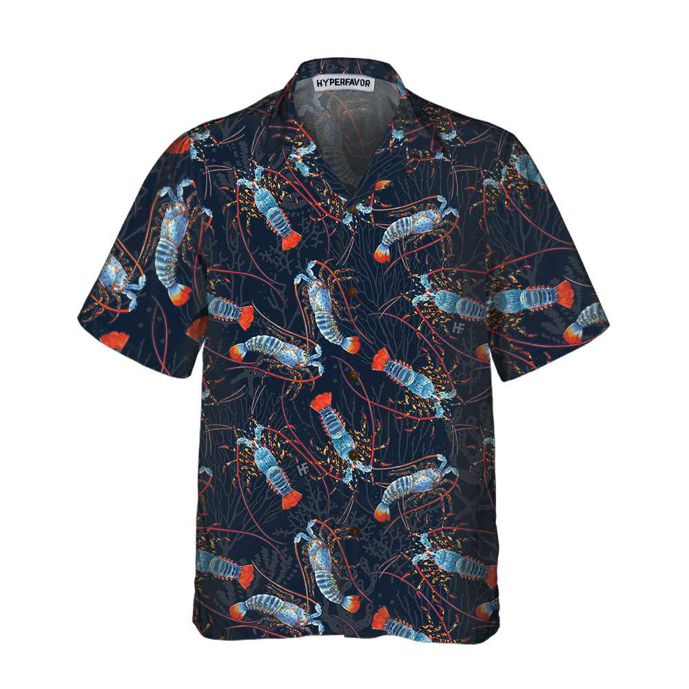Lobster With Coral Reef Hawaiian Shirt Funny Lobster Print Shirt For Men  Women