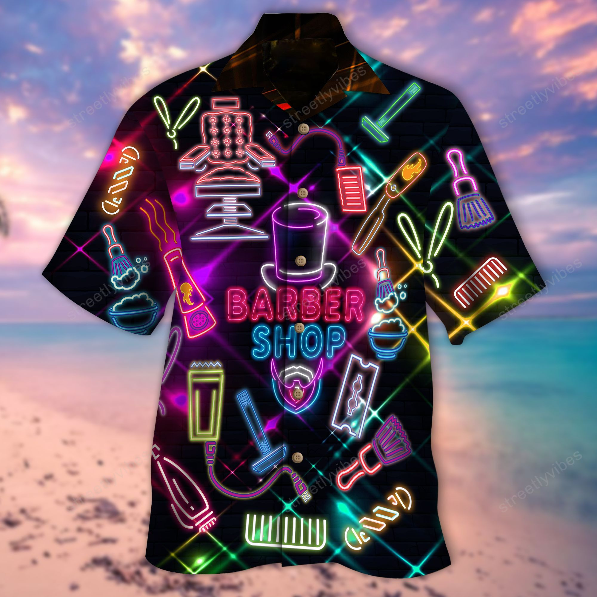 Look Into Neon Barber Shop Unisex Hawaiian Shirt Hawaiian Shirt For Men