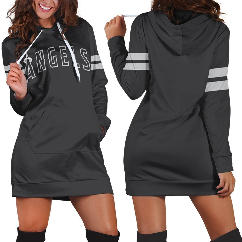 Los Angeles Angels Black 2019 Jersey Inspired Style Hoodie Dress Sweater Dress Sweatshirt Dress