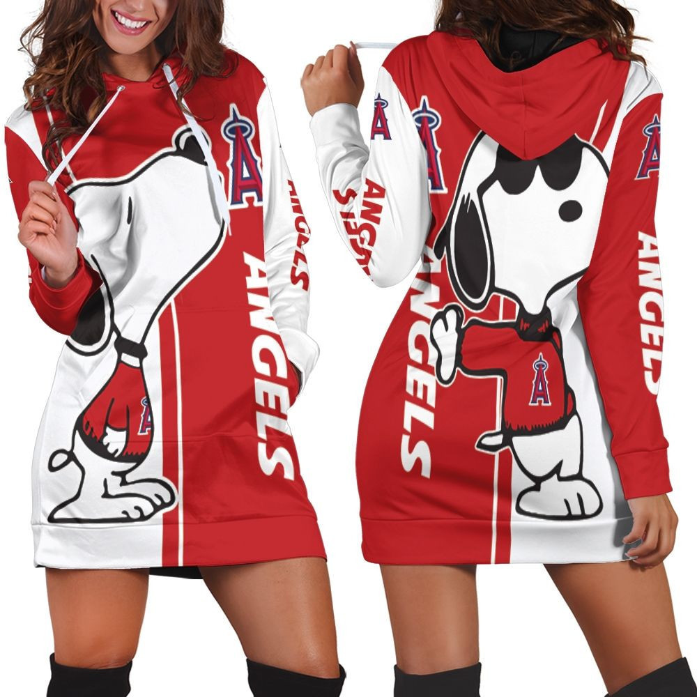 Los Angeles Angels Snoopy Lover 3d Hoodie Dress Sweater Dress Sweatshirt Dress